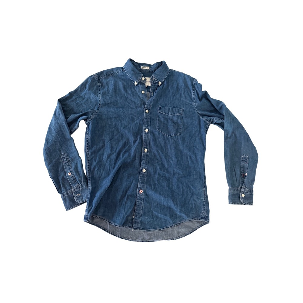 American Eagle Seriously Soft Denim Button Down Shirt Medium Wash Women‎ M